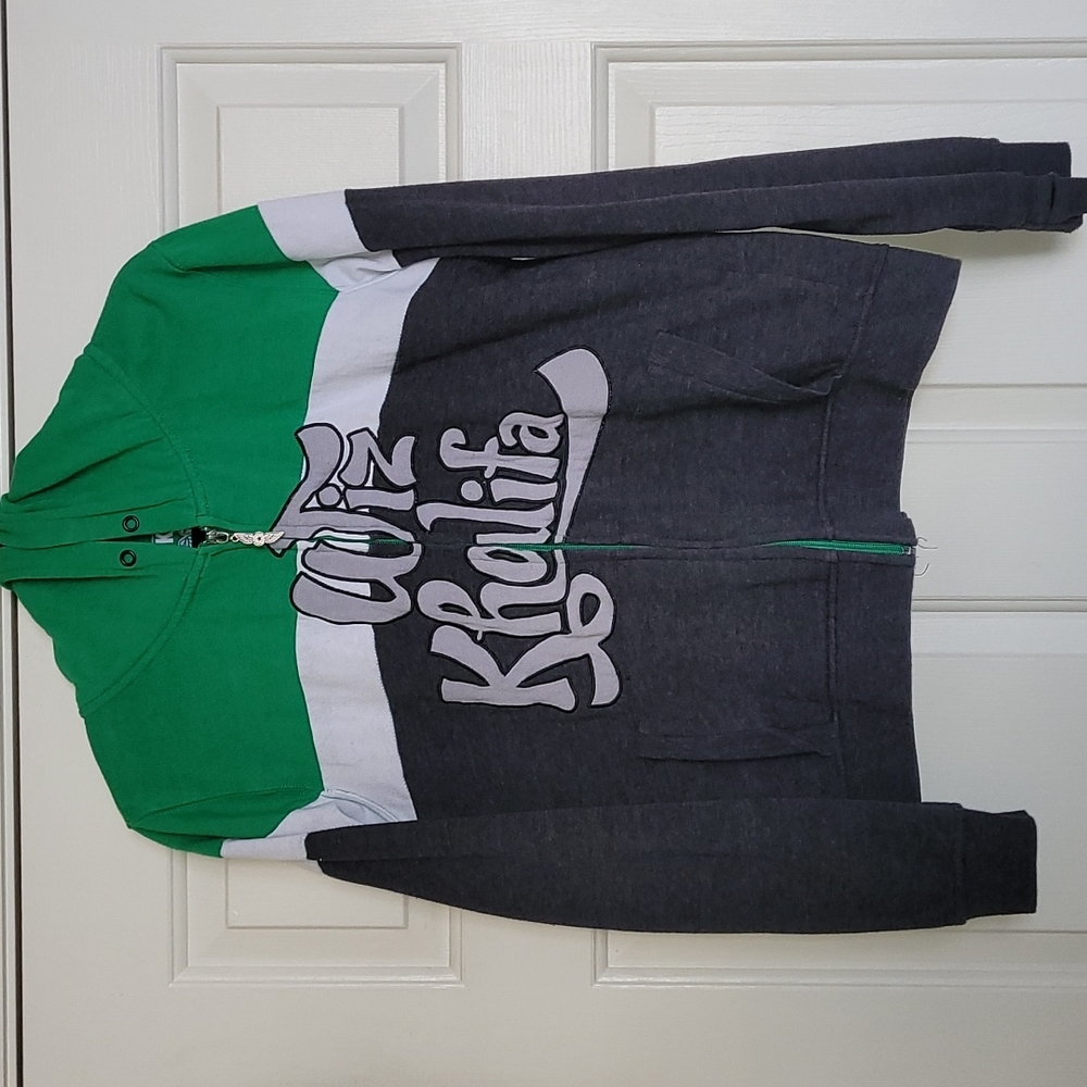 Wiz Khalifa T God Hot Topic Color Block Full Zip Embroidered Hoodie